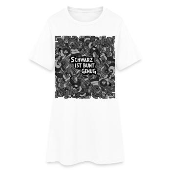 Kunstvolles Schwarz Bunt Gerechtigkeit - Frauen T-Shirt-Kleid - Weiß - Vorne
