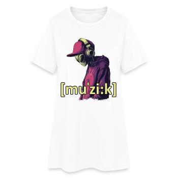 Alien Music - Frauen T-Shirt-Kleid - Weiß - Vorne