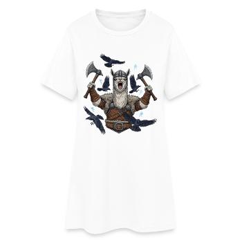 Wikinger Alpaka Berserker mit Raben - Frauen T-Shirt-Kleid - Weiß - Vorne