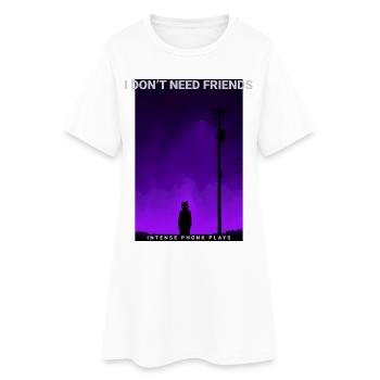 Je n'ai pas besoin d'amis Dark Phonk Lofi Grunge Edgy - Robe T-shirt Femme - blanc - Devant