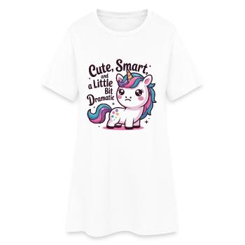 Charm licorne mignon avec humour - Robe T-shirt Femme - blanc - Devant