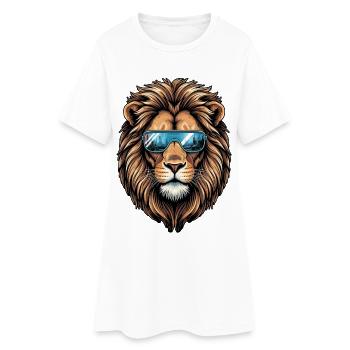 Löwe mit Sonnenbrille - Frauen T-Shirt-Kleid - Weiß - Vorne