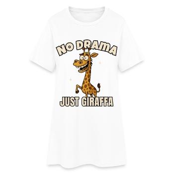 Humorous giraffe motif with saying - Women’s T-Shirt Dress - white - Front