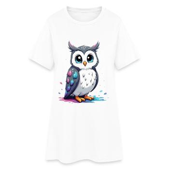 Mignon Manga hibou art pour les enfants - Robe T-shirt Femme - blanc - Devant