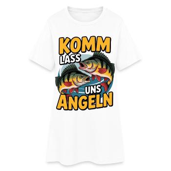 Motif de poisson « Allons pêcher » pour les pêcheurs - Robe T-shirt Femme - blanc - Devant