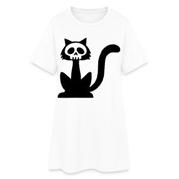 Crâne de chat noir - Robe T-shirt Femme - blanc - Devant