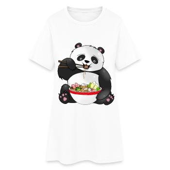 Panda mignon mangeant des nouilles - Robe T-shirt Femme - blanc - Devant