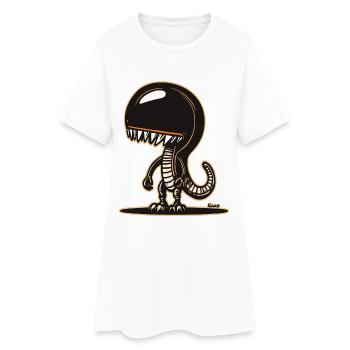 Niedliches Alien Dinosaurier Hoodie Design - Frauen T-Shirt-Kleid - Weiß - Vorne