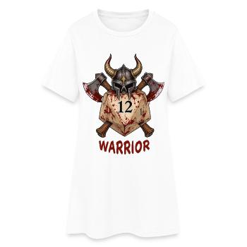 D20 with Knight's Helmet & Axes – Warrior Dice - Women’s T-Shirt Dress - white - Front