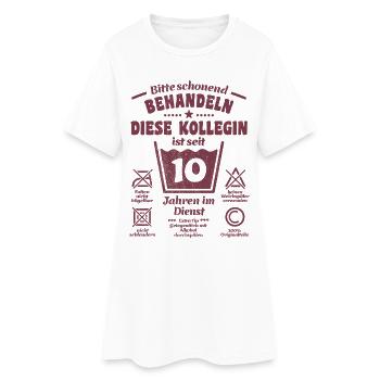 10 ans de service - Traiter avec douceur - Collègue - Robe T-shirt Femme - blanc - Devant