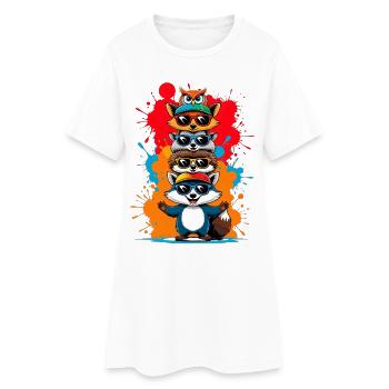 Caricature de lunettes de soleil drôle d’animal - Robe T-shirt Femme - blanc - Devant