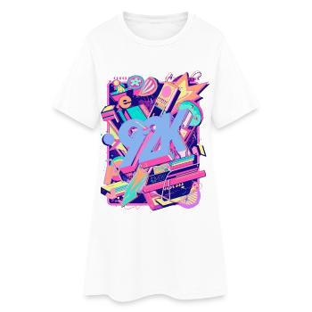 Neon 90er Retro Teaser Y2K - Frauen T-Shirt-Kleid - Weiß - Vorne
