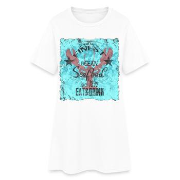 Design océanique des fruits de mer - Robe T-shirt Femme - blanc - Devant