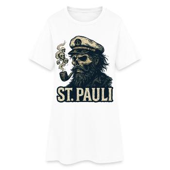 St.Pauli Kiez Hamburg Kutter Totenkopf Sankt Pauli - Frauen T-Shirt-Kleid - Weiß - Vorne