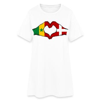 Senegal Denmark Flag Hands Heart Shape - Women’s T-Shirt Dress - white - Front