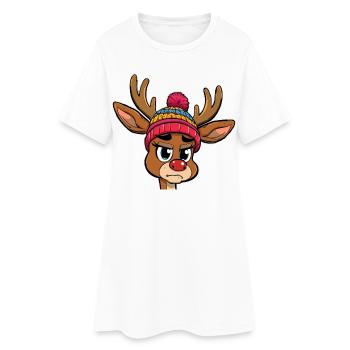 Personnage de renne mignon avec casquette - Robe T-shirt Femme - blanc - Devant