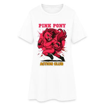 Pinky Pony Action Club - Frauen T-Shirt-Kleid - Weiß - Vorne
