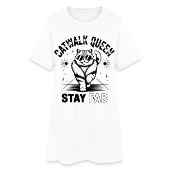 Catwalk Queen Stay Fab - Frauen T-Shirt-Kleid - Weiß - Vorne