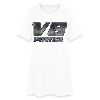 V8 power - Women’s T-Shirt Dress - white - Front