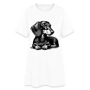 Dackel - Frauen T-Shirt-Kleid - Weiß - Vorne
