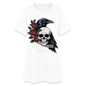 Memento Mori Skull & Raven Roses - Women’s T-Shirt Dress - white - Front