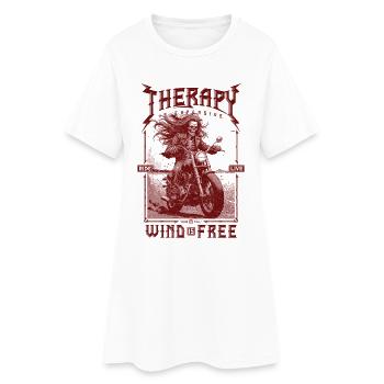 Therapy is Expensive Wind is Free Motorcycle Rider - Women’s T-Shirt Dress - white - Front
