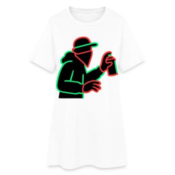 Pulvérisateur de graffitis au néon Silhouette - Robe T-shirt Femme - blanc - Devant