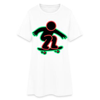 Neon Skateboarder Linienkunst - Frauen T-Shirt-Kleid - Weiß - Vorne