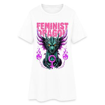 Chemise Dragon Féministe Féminisme Cadeau - Robe T-shirt Femme - blanc - Devant