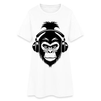 Relaxed Monkey Wireless Headphones Cafe Shirt - Women’s T-Shirt Dress - white - Front