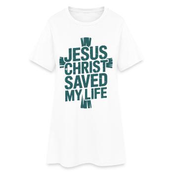 Jésus-Christ m’a sauvé la vie - Robe T-shirt Femme - blanc - Devant