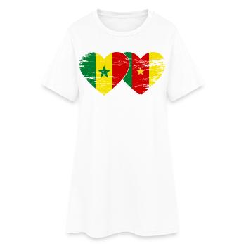 Sénégal Cameroun Drapeau Mains Coeur Utilisé - Robe T-shirt Femme - blanc - Devant