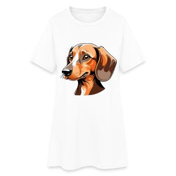 Teckel Portrait Orange Cartoon - Robe T-shirt Femme - blanc - Devant