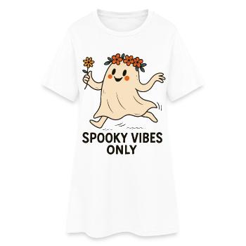 Spooky Vibes Only Cute Ghost Halloween Fun - Women’s T-Shirt Dress - white - Front