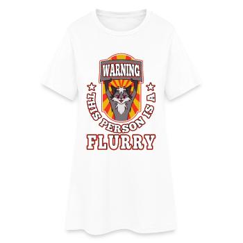 Warning This Person Is A Furry - Women’s T-Shirt Dress - white - Front