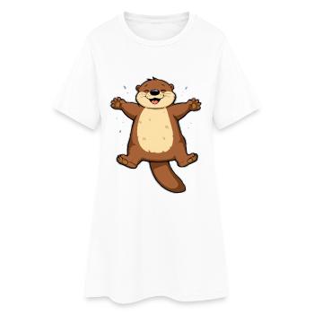 Cheerful beaver happy to jump - Women’s T-Shirt Dress - white - Front