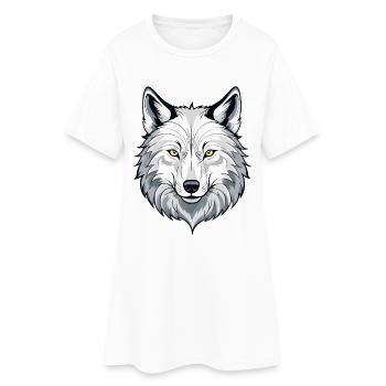 Illustration de tête de loup blanc - Robe T-shirt Femme - blanc - Devant