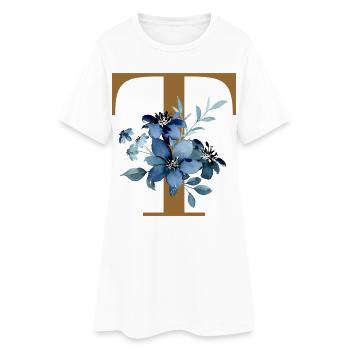 Fleur Bleue Monogramme T - Robe T-shirt Femme - blanc - Devant