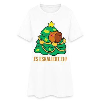 Es eskaliert eh! - Frauen T-Shirt-Kleid - Weiß - Vorne