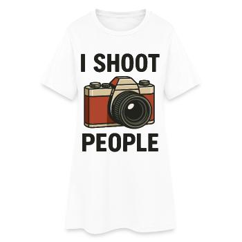 Je tire sur les gens Caméra Dessin animé - Robe T-shirt Femme - blanc - Devant