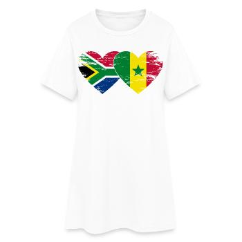 Südafrika Senegal Flagge Herz used - Frauen T-Shirt-Kleid - Weiß - Vorne