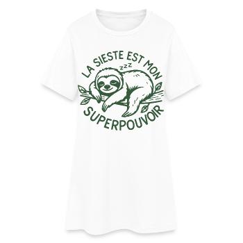 Nickerchen ist meine Superkraft: fauler Humor - Frauen T-Shirt-Kleid - Weiß - Vorne