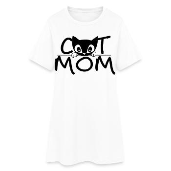 Cat Mom – Cute Minimal Line Art Design - Frauen T-Shirt-Kleid - Weiß - Vorne