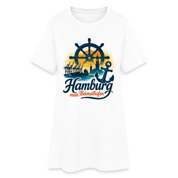 Cadeau Silhouette de Hambourg, ma ville portuaire d'origine - Robe T-shirt Femme - blanc - Devant