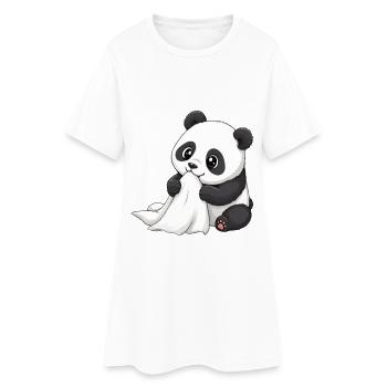 Bébé Panda avec une couette – Dessin animé mignon - Robe T-shirt Femme - blanc - Devant