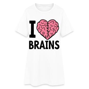 I Love Brains Zombie Saying - Women’s T-Shirt Dress - white - Front