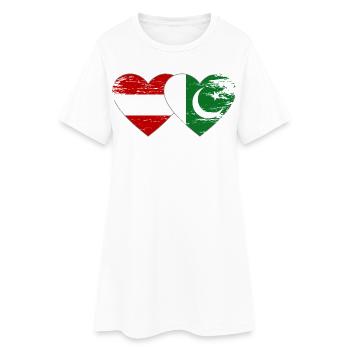 Autriche Pakistan Drapeau Coeur - Robe T-shirt Femme - blanc - Devant