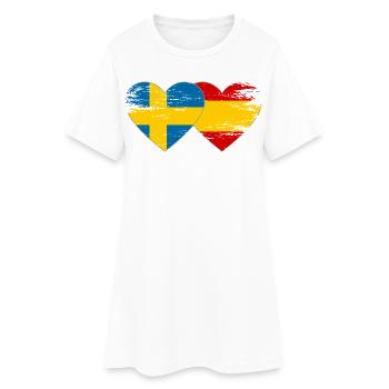 Suède Espagne Drapeau Coeur utilisé - Robe T-shirt Femme - blanc - Devant