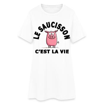 le saucisson c'est la vie humour - Robe T-shirt Femme - blanc - Devant