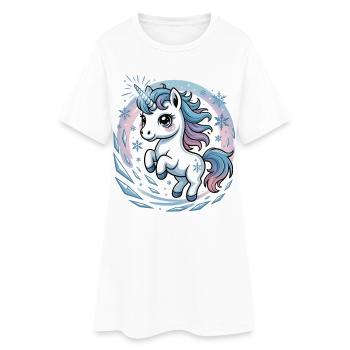 T-shirt licorne avec flocons de neige - Robe T-shirt Femme - blanc - Devant